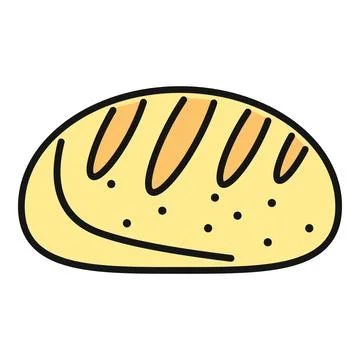 Fresh baked bread loaf doodle illustration on white Illustrazione stock