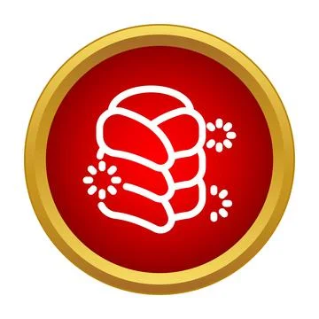 Fresh baked bread loaf icon red gold Illustrazione stock