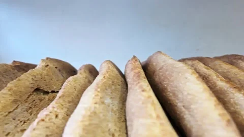 Fresh Baked Bread Loaves Lined In Row Stock Footage 342734694