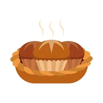 Fresh baked bread with steam. Vector Stock Illustration