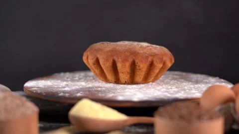 Fresh baked cornbread rotating with a wooden cutting board, side view. Copy Stock Footage 150264440