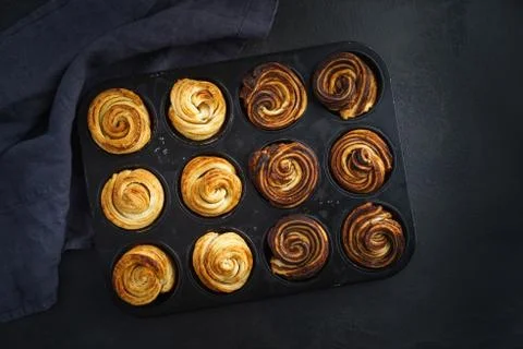 Fresh baked cruffins Stock Photos