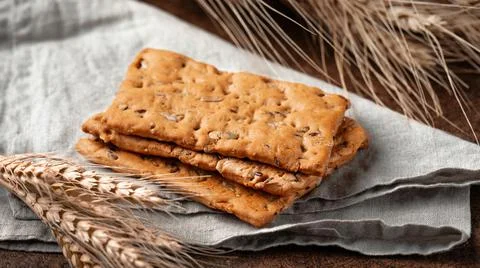 Fresh baked flat multigrain bread Stock Photos