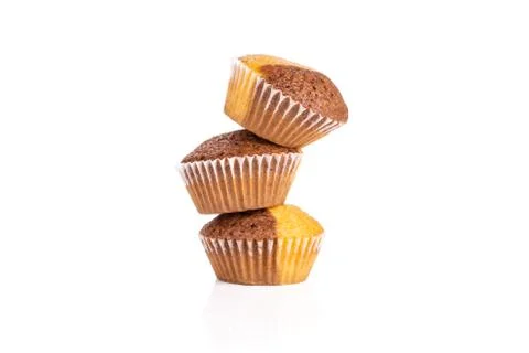 Fresh baked marble muffin isolated on white Stock Photos