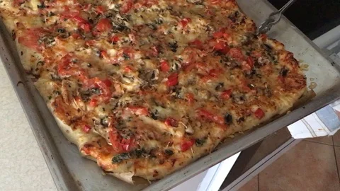 Fresh baked pizza Stock Footage 127344094