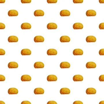 Fresh baked plain bread buns seamless pattern Illustrazione stock