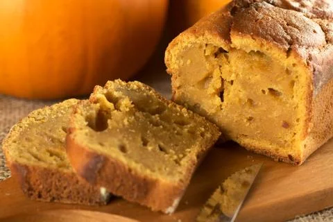 Fresh baked pumpkin bread Stock Photos