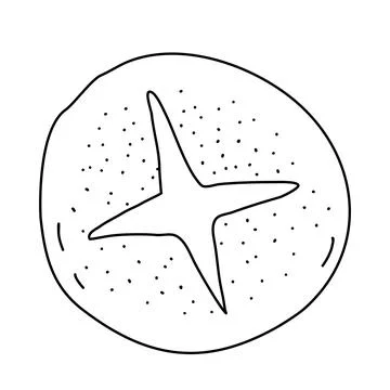 Fresh baked round bread loaf with texture, top view, doodle style vector outline Stock Illustration