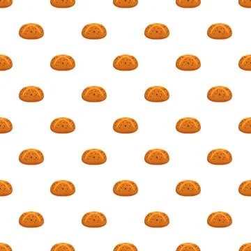 Fresh baked round bread rolls seamless pattern Иллюстрация