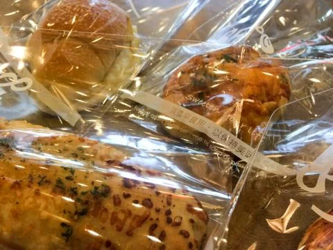 Fresh baked soft bread at bakery Stock Photos