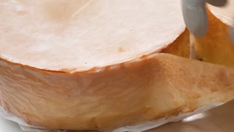 Fresh Baked Sponge Cake Base Ready for Fruit Dessert Layering Stock Footage 343020489
