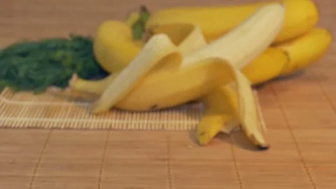 Fresh Banana on Table Stock Footage 74160005