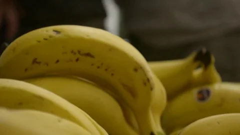 Fresh Bananas on local Market. Stock Footage