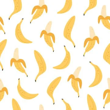 Fresh bananas seamless pattern. Exotic and tropical fruit seamless pattern. Stock Illustration