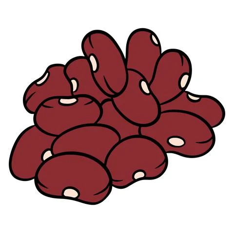 Fresh beans. Red grain beans. Ingredient for dishes. Stock Illustration