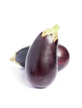 Fresh beautiful eggplants Stock Photos