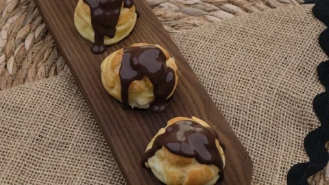 Fresh beauty profiterole Stock Footage 260285352