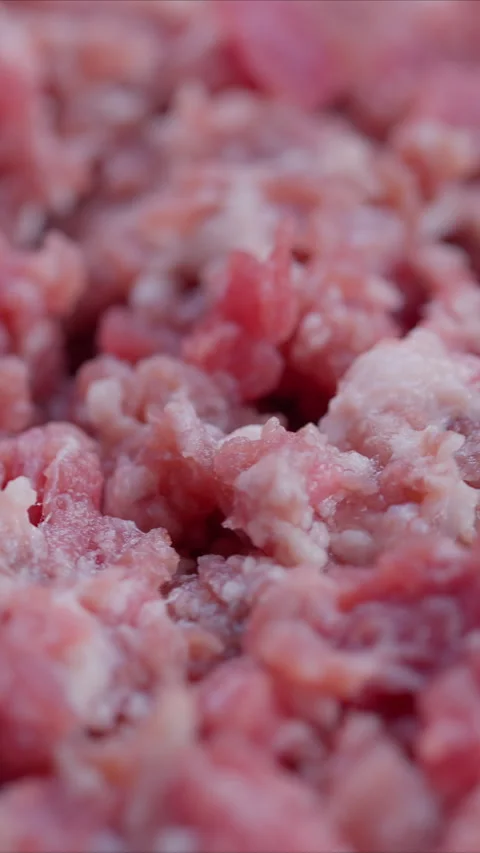 Fresh beef with fat details, Closeup view of raw meat showing fat granules and t Stock Footage 325695753