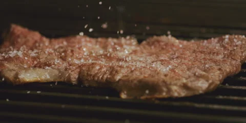 Fresh beef meat with salt Video stock 247385141