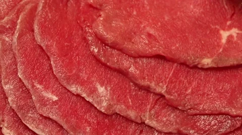Fresh beef sliced layers prepared for roasting. Stock Footage 50148098