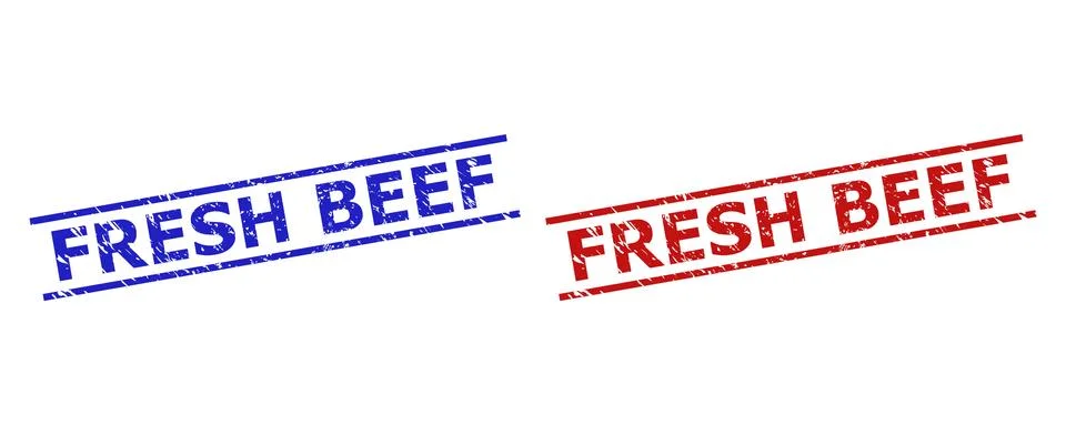 FRESH BEEF Stamps with Unclean Texture and Parallel Lines Stock Illustration