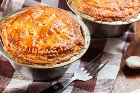 Fresh beef stew pie on a baking casserole Stock Photos