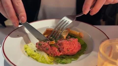 Fresh beef tartare Stock-Footage 336458919