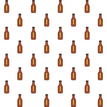 Fresh beers bottles drinks pattern background Stock Illustration