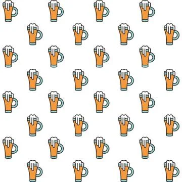 Fresh beers jars pattern background Stock Illustration