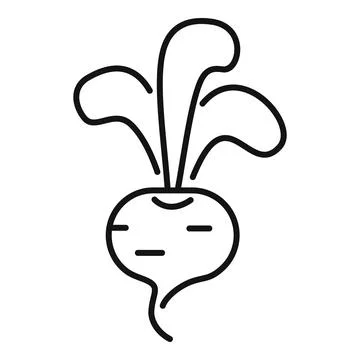 Fresh beetroot growing with leaves, line icon style Stock Illustration