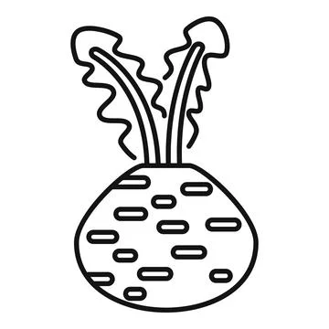 Fresh beetroot growing with leaves line icon Stock Illustration