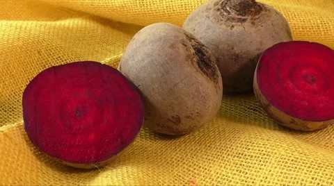 Fresh beetroot  isolated on yellow background Stock Footage 63302349