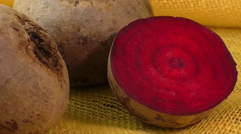Fresh beetroot  isolated on yellow background Stock Footage 63302350