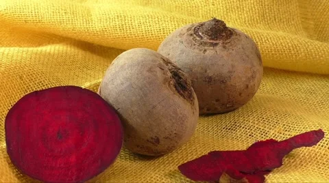 Fresh beetroot  isolated on yelow background Stock Footage 63302354