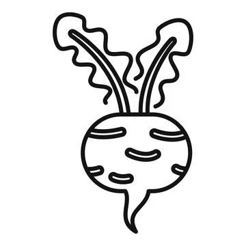 Fresh beetroot with leaves growing on ground icon, line style Stock Illustration