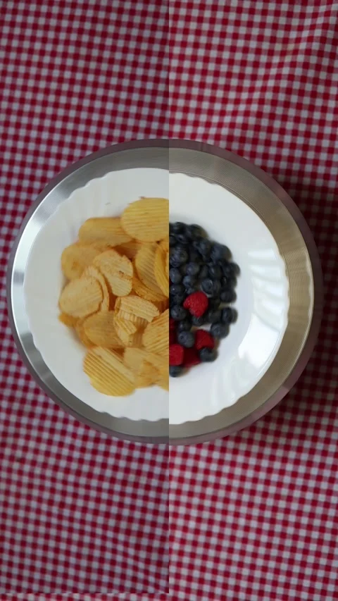 Fresh berries compete with potato chips for healthier daily choices Видео 340220315