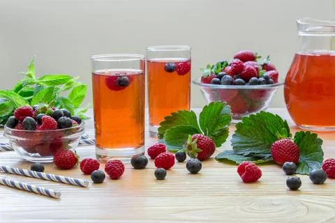 Fresh berries compote with empty space for text. Stock Photos