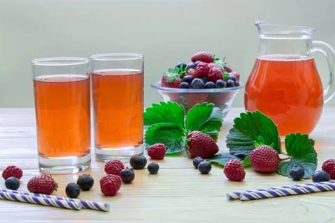 Fresh berries compote with empty space for text. Stock Photos