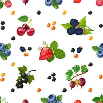 Fresh Berries Seamless Colorful Pattern Stockillustratie