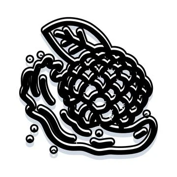Fresh berry fruit doodle with leaf and splashes Stock Illustration