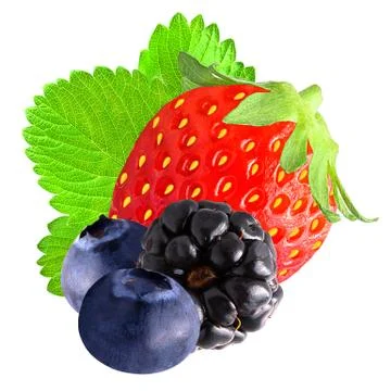 Fresh berry with leaf isolated Stock Photos
