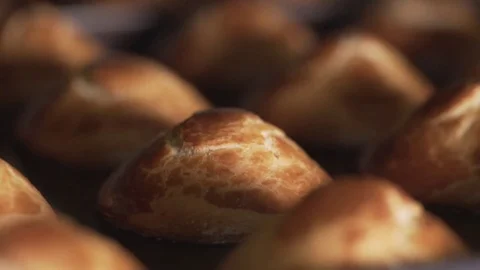 Fresh biscuits made in the factory Stock Footage 84797267