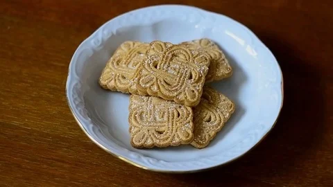 Fresh biscuits served on the table Stock Footage 73364566