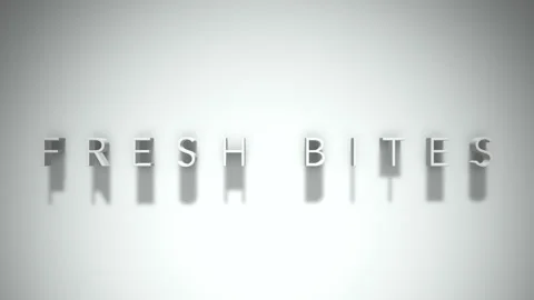 Fresh bites 3D title animation with shadows on a white background Stock Footage 297797193