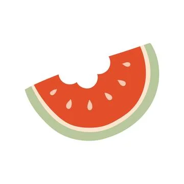 Fresh bitten watermelon slice vector illustration with seeds and green rind Stock Illustration