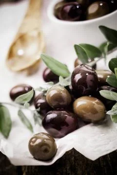 Fresh black olives Stock Photos