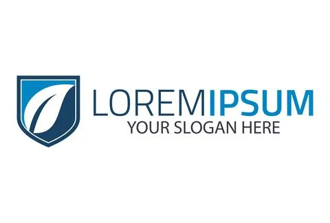 Fresh Blue Eco Leaf Shield Power Nature Logo Design	 Illustrazione stock