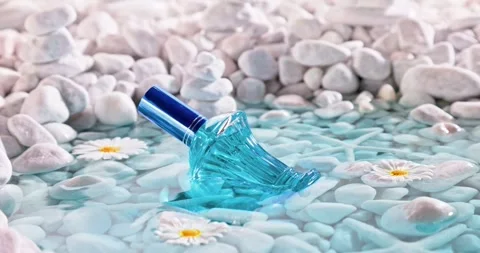 Fresh blue perfume smelling of summer and sea. Stock-Footage 334001655