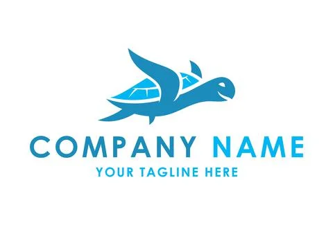 Fresh Blue Turtle Logo Design	 Stock Illustration