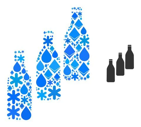 Fresh Blue Water Composition Beer Bottles Icon Stock Illustration